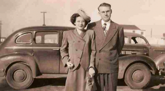 Helen Irene (Graham) and Maurice Glen Bradford marriage photo California 1948