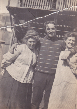 Peter Karpus - Peter and Mabel Jones on right - during the 1906 earthquake in SF with a friend. Peter and Mabel married in 1906.