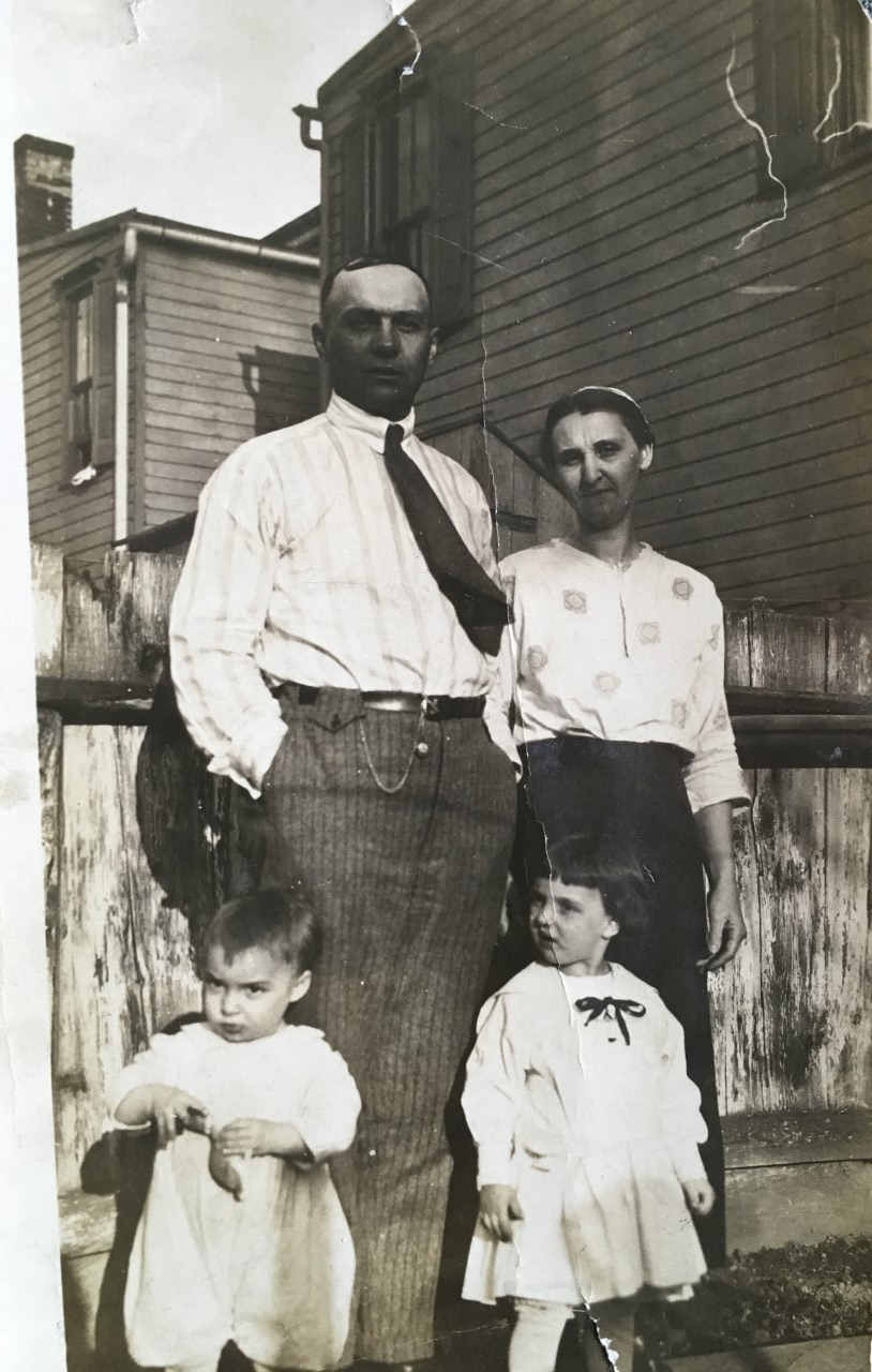 Frank Elder Hoch and wife Ella Mae Bowers/Hoch  (back), John Henry Hoch and his sister Helen Irene Hoch (children) abt. 1922, Penbrook, PA