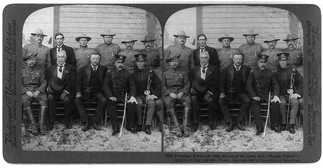 President Roosevelt with officers of the army and "Rough...