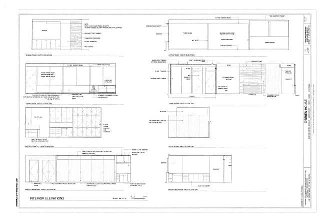 Interior elevations - O'Brien House, 4740 Richmond...