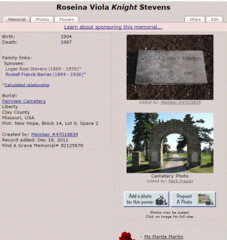 Roseina Viola (Knight) Stevens