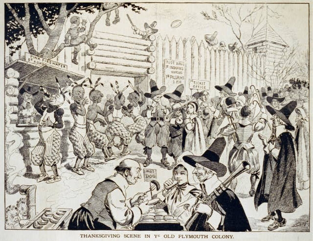 Thanksgiving scene in ye old Plymouth colony
