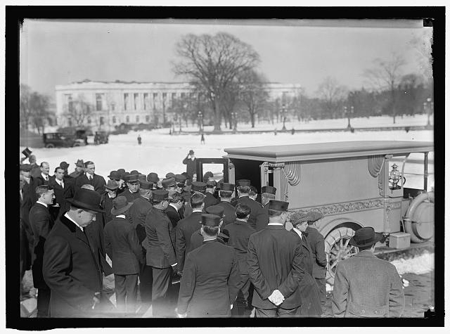 CAPITOL, U.S. VISITORS, ETC. CASKET BEING PLACED IN HEARSE