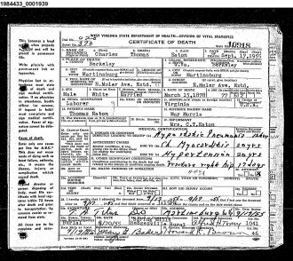 Charles Thomas Eaton Death Certificate