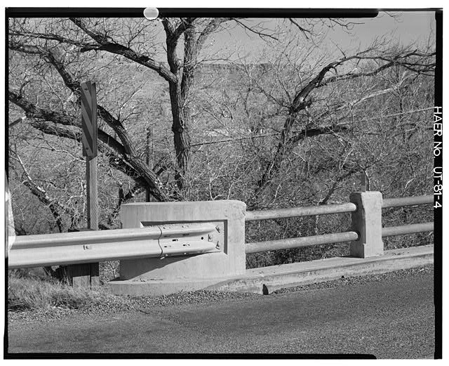 4. VIEW OF NORTHEAST RAILING TERMINATION; VIEWED FROM THE...