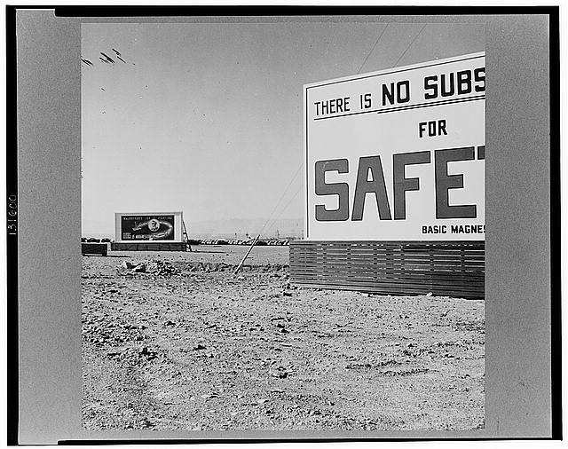 Las Vegas, Nevada. Billboards on the grounds of the...