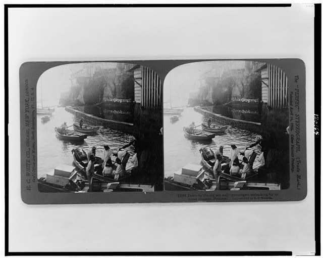 Down by the old sea wall - passengers embarking for an...