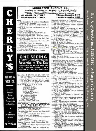 Margaret E. (Hehir) Quealey--U.S., City Directories, 1822-1995(1958)