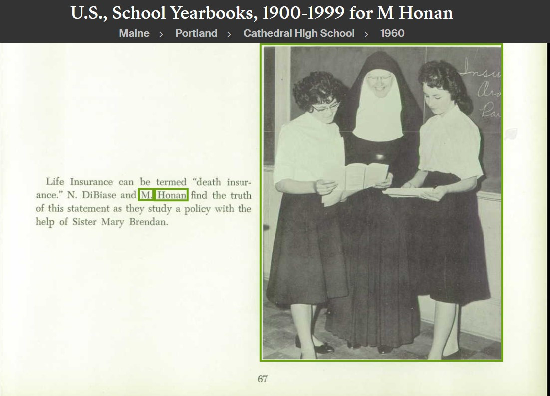 Mary Elizabeth Honan --U.S., School Yearbooks, 1900-1999(1960)
