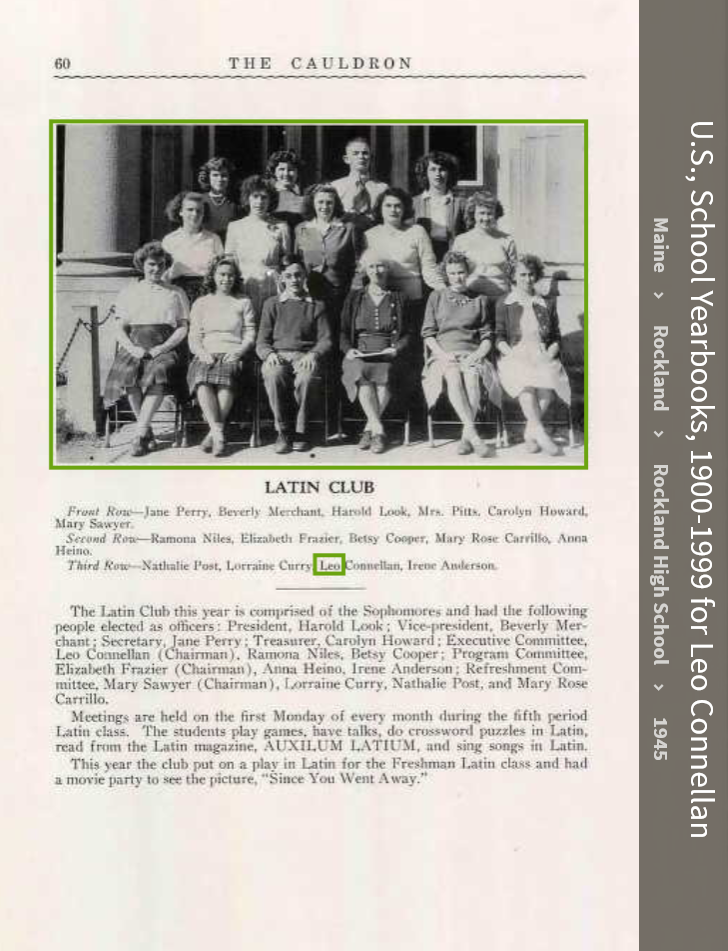 Leo Richard Connellan--U.S., School Yearbooks, 1900-1999(1945)