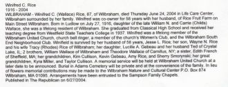 Winnifred Rice Obituary
