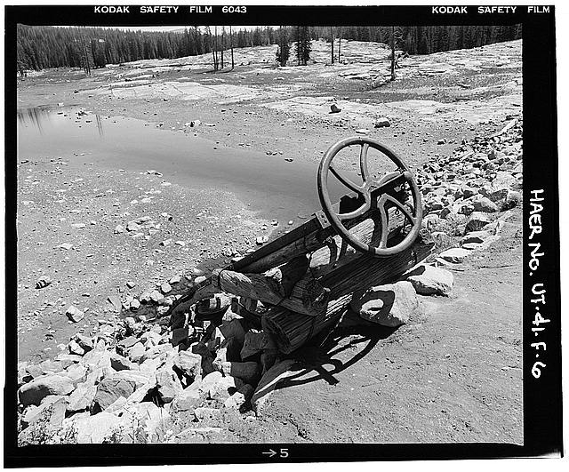 6. VIEW SHOWING INCLINED OUTLET GATE WHEEL, STEM AND STEM...