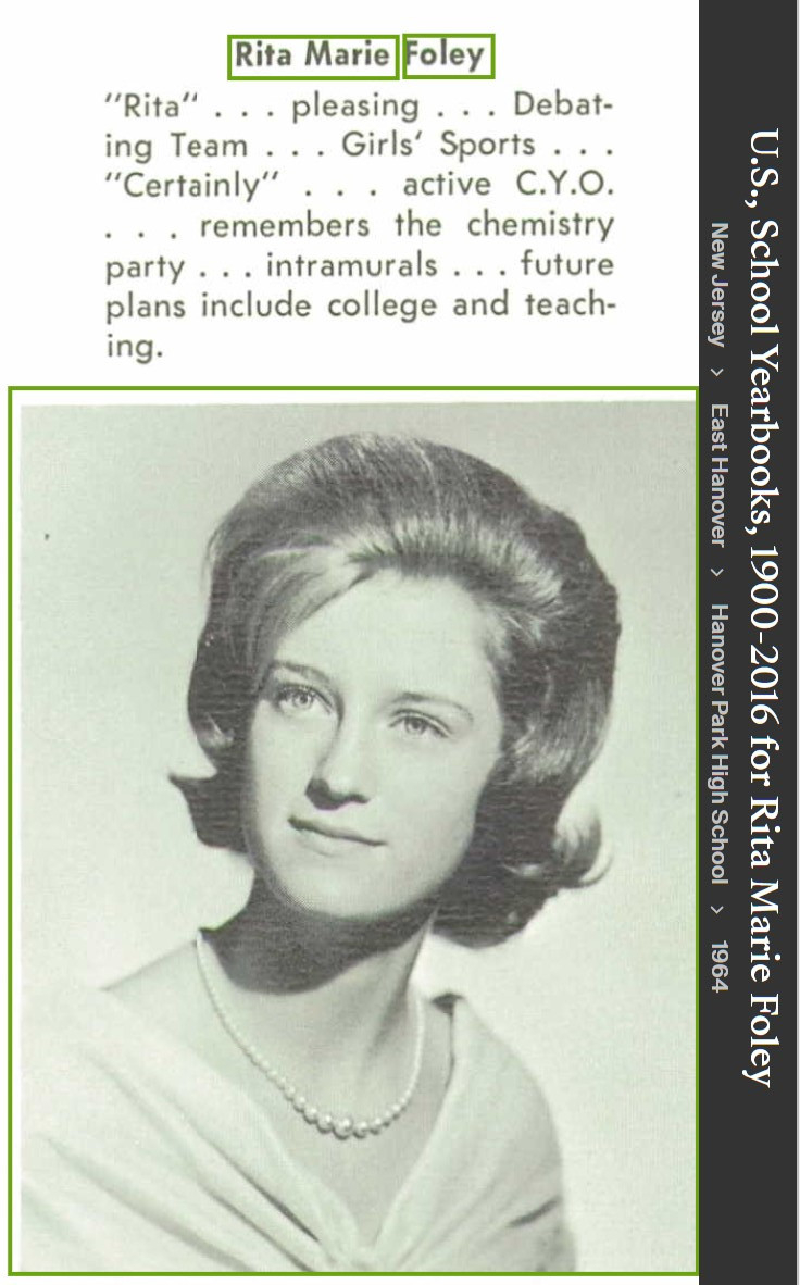Rita Marie Foley--U.S., School Yearbooks, 1900-2016(1964)