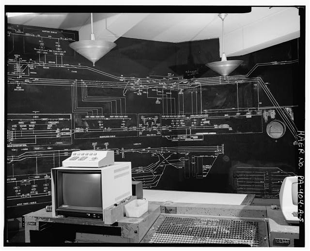 View southwest of model board from operator's station #2;...