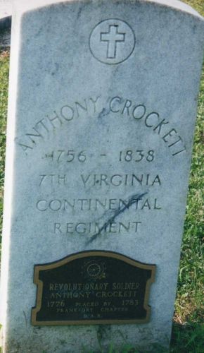 Anthony Crockett Headstone; Revolutionary Soldier