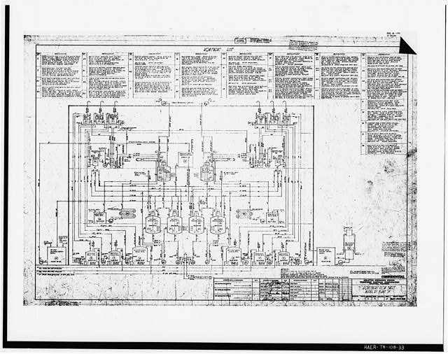 33. Photograph of a line drawing. 'EQUIPMENT FLOW SHEET,...