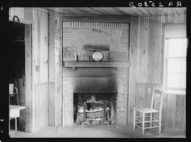 Fireplace in office of Cumberland Homesteads. Crossville,...