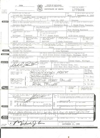 Leland R Furister death certificate