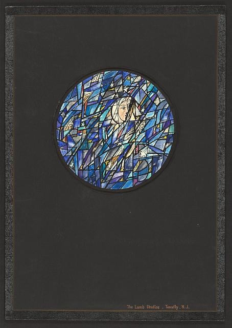 [Design drawing for stained glass Blue tondo window...