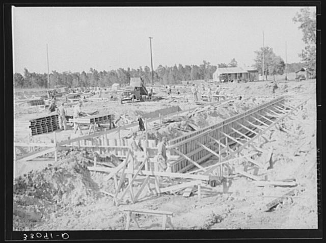 Construction of foundation for paper mill. Lufkin, Texas