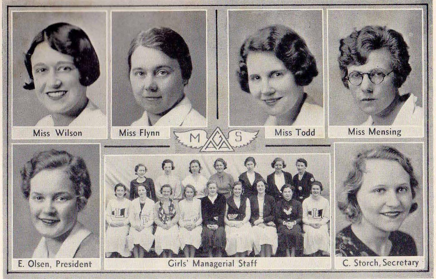 Elaine Olsen and Lowell Coaches & G.A.A. 1933