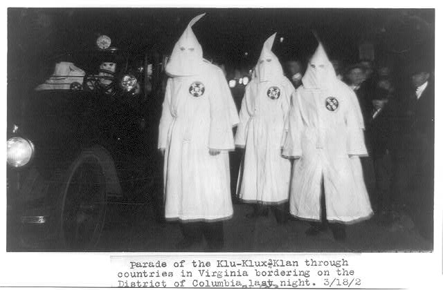 Parade of the Klu [sic] Klux Klan through counties in...