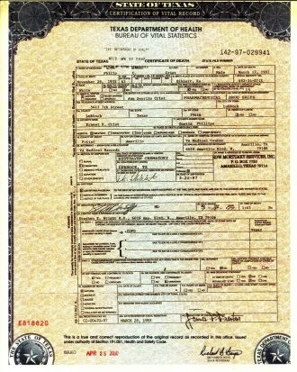 Philip Claude Crist Death Certificate