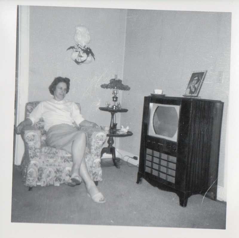 Geneva and her television at Hickory, Norfolk, VA abt 1955-1959 Geneva and her television at Hickory, Norfolk, VA abt 1955-1959