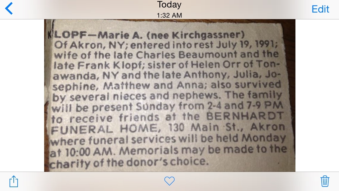 Marie A. (Kirchgassner) Lopf obituary