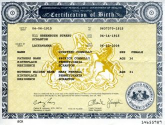 Winifred Wagner birth certificate
