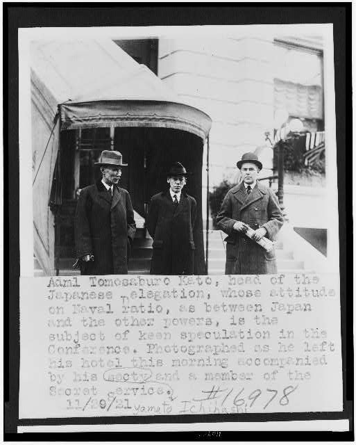 [Admiral Tomosaburo Kato, leaving his hotel, on visit to...
