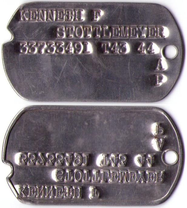 Kenneth F Stottlemeyer dogtags