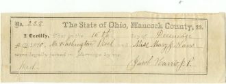 Marriage Cert/Washington Pisel & Mary Jane Naus