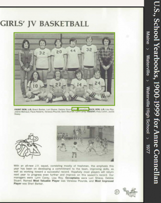 Annie T. (Connellan)Edwards--U.S., School Yearbooks, 1900-1999(1977) Girls JV Basketball