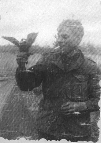 Pvt. Ames & his crow