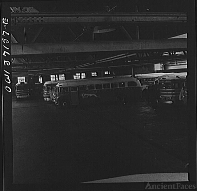 Pittsburgh, Pennsylvania. The Greyhound bus garage