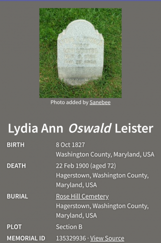 A photo of Lydia (Oswald) Leister