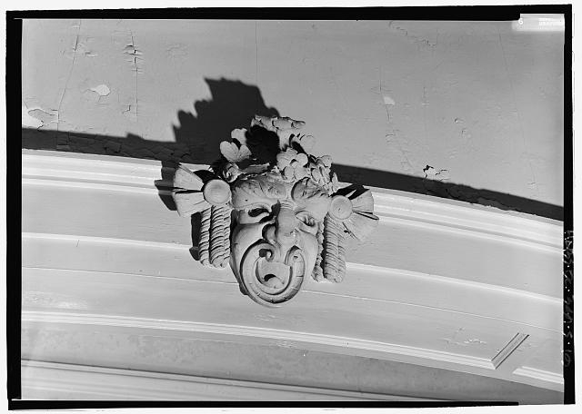 Detail view of ornament at first floor lobby archway -...