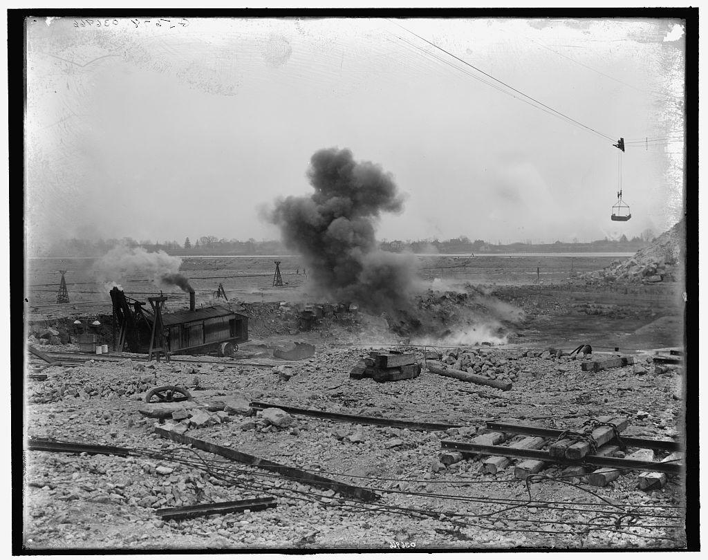 [Exploding 800 lbs. of dynamite, Livingstone Channel, Mich.]
