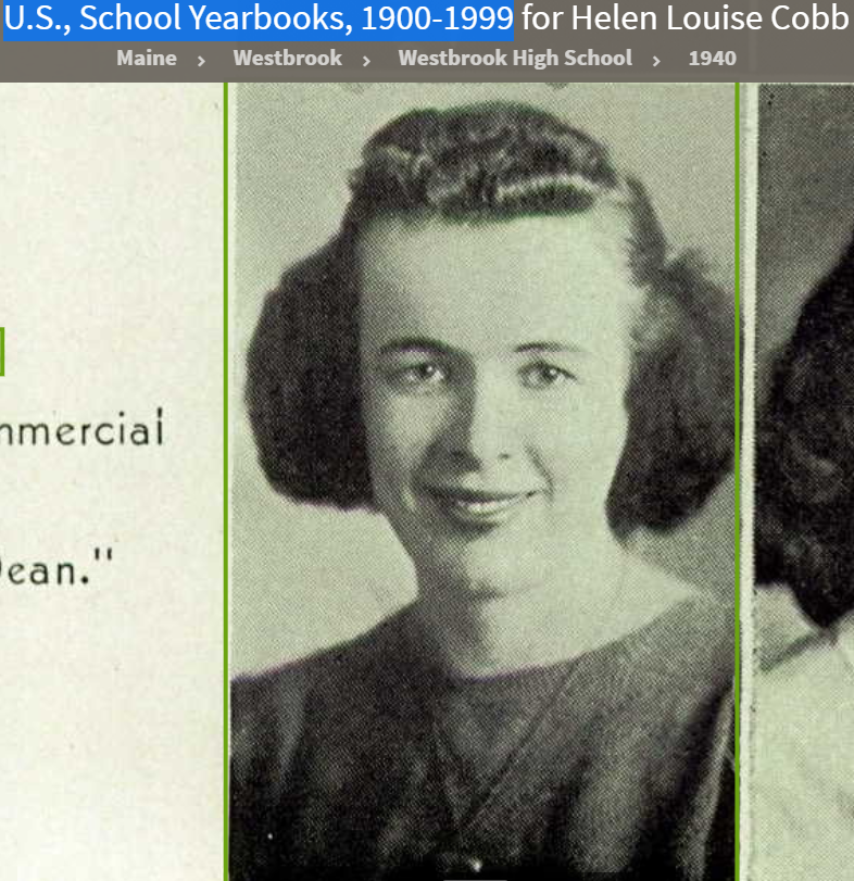 Helen Louise Cobb-McSween --U.S., School Yearbooks, 1900-1999(1940)a