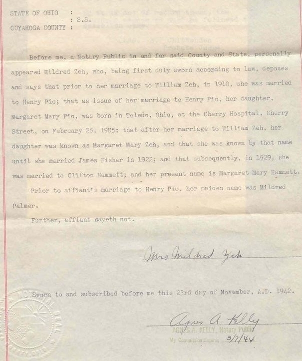 Affidavit Mildred Zeh