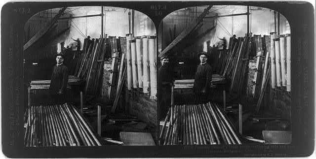 Brass Works, Bridgeport, Conn.: Foundry room, showing...