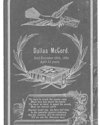 Dallas McCord memorial card