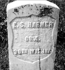 Gravestone of E.S. Harmer, Civil War Vet