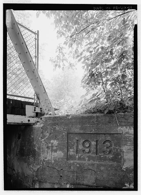 11. CONCRETE ABUTMENT DETAIL, WEST BANK, WITH DATE 1913....