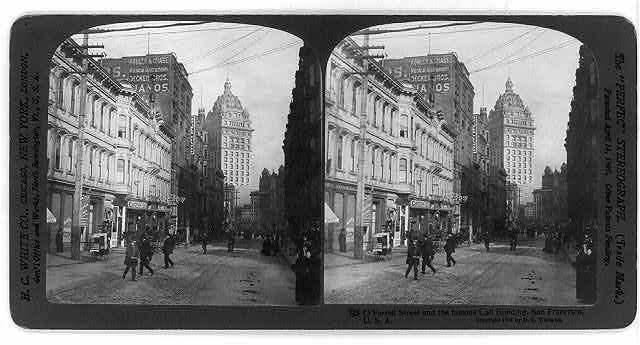 O'Farrell Street and the famous Call Building, San...
