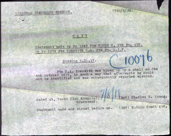 Charles Albert Trenwith missing death report