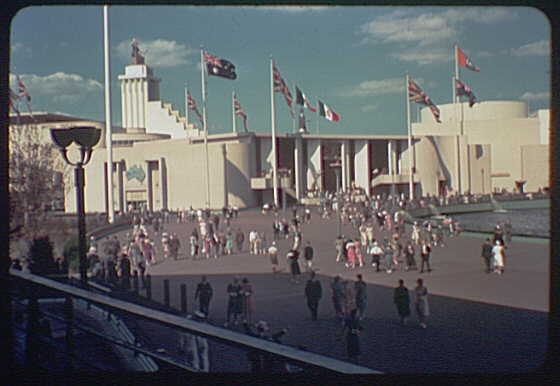 World's Fair. Hall of Nations area toward British Pavilion
