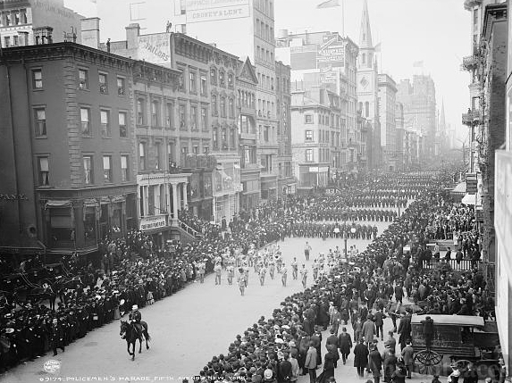 Policemen's parade, Fifth Avenue, New York